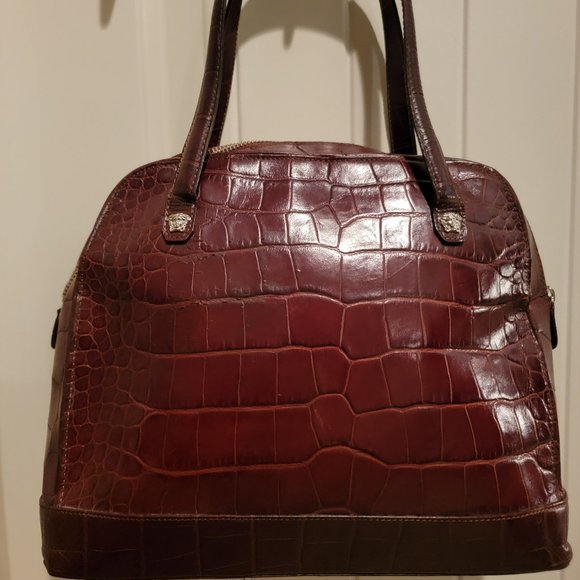 Versace Red Croc Embossed Handbag - Picture 7 of 8